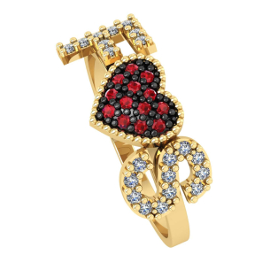 Anel Iniciais de Nome Personalizado com Zircônias Ouro 18k