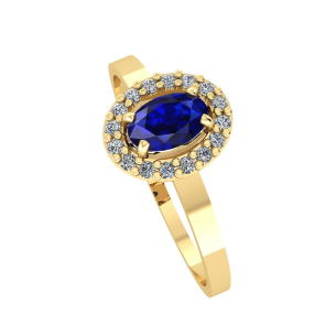 Anel Oval Fileira Ouro 18k