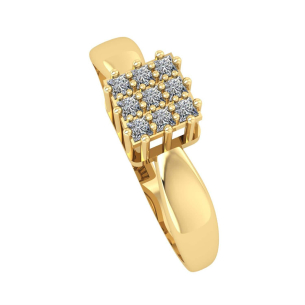 Anel Chuveiro Quadrado com Zircônia Carrê Ouro 18k