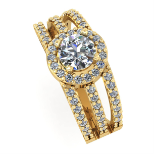 Anel Solitário Três Aros de Zircônia Ouro 18k