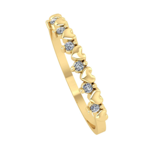 Anel Corações com Zircônias Ouro 18k