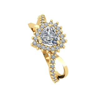 Anel Coração com Zircônia no Centro e no Aro Ouro 18k