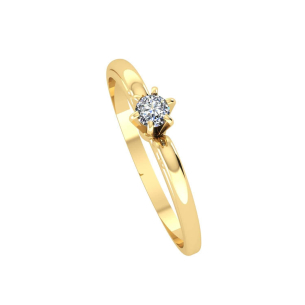 Anel Solitário com Diamante 3mm Aro Trabalhado Ouro 18k