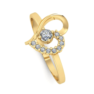 Anel Coração Cravejado de Zircônias Ouro 18k