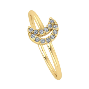 Anel Lua Cravejada com Zircônia Ouro 18k