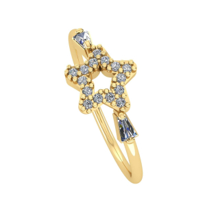 Anel Estrela com Zircônia Ouro 18k