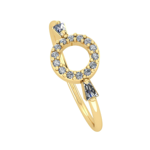 Anel Redondo com Zircônias Ouro 18k