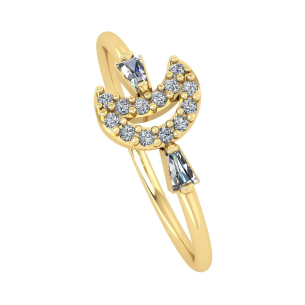 Anel Lua com Zircônias Ouro 18k