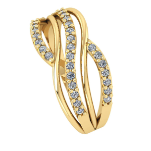 Anel 5 aros com Fileiras de Pedras Ouro 18k