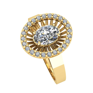 Anel Oval com Zircônia 5x7mm Ouro 18k