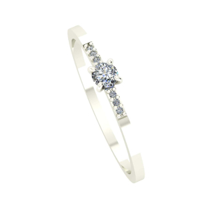 Anel Solitário com Diamante Ouro Branco 18k