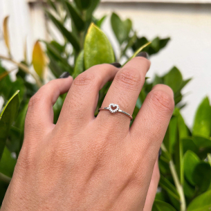 Anel Chuveiro Coração com Diamante Ouro 18k