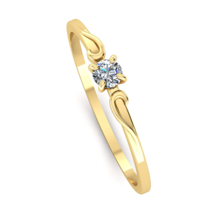 Anel Solitário com Zircônia 3mm e Aro Trabalhado Ouro 18k