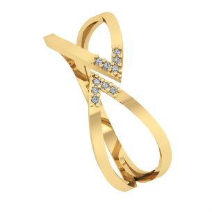 Anel Tipo Navete com Diamante Ouro 18k
