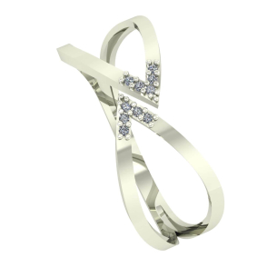 Anel Tipo Navete com Diamante Ouro Branco 18k