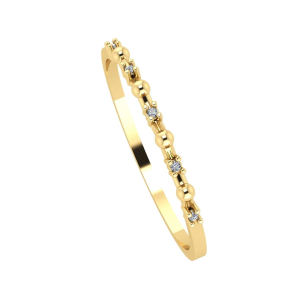 Anel Bolinha e Diamante Ouro 18k