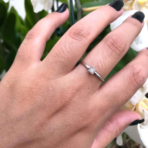 Anel Chuveiro Quadrado com Diamante Ouro 18k