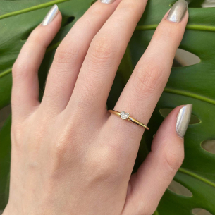 Anel Chuveirinho de Coração com Diamantes Ouro 18k