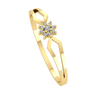 Anel Pavê Miolo Flor com Diamante Ouro 18k