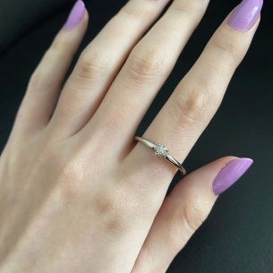 Anel Chuveiro Coroa com Diamante Ouro Branco 18k