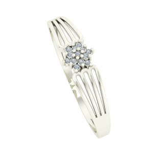 Anel Pave Flor com Diamante Ouro Branco 18k