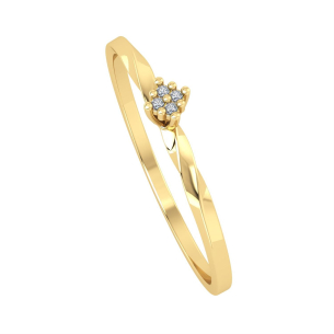 Anel Chuveiro Aro Torcido com Diamante Ouro 18k