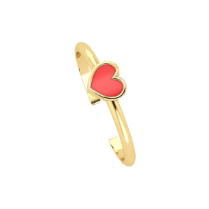 Anel Falange Coração com Resina Ouro 18k