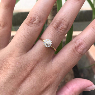 Anel Chuveiro com 19 Zircônias Ouro 18k