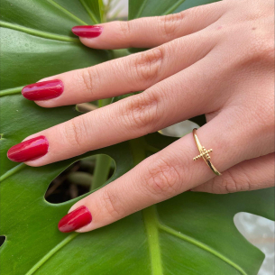 Anel Cruz com Bolinhas Ouro 18k