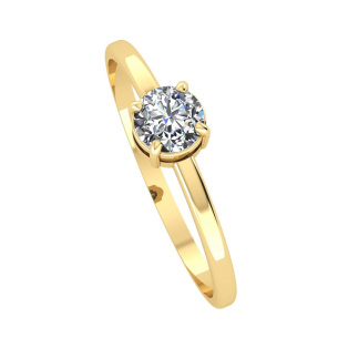 Anel Solitário com Pedra 4.5mm Zircônia Ouro 18k