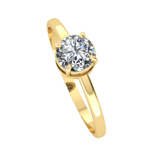 Anel Solitário com Pedra Natural 5.5mm Ouro 18k