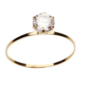 Anel Solitário com Zircônia 6mm Ouro 18k
