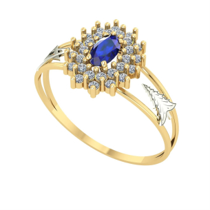 Anel Formatura Oval Grande 2 Fileiras Arquitetura Ouro 18k