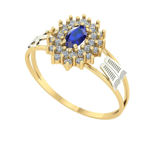 Anel Formatura Oval Grande 2 Fileira Pedagogia Ouro 18k