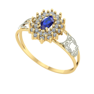 Anel Formatura Oval Grande 2 Fileira Psicologia Ouro 18k