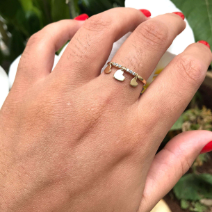 Anel Pingente Coração com Zircônia Ouro 18k
