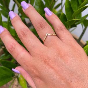 Anel Anel V liso Ouro 18k