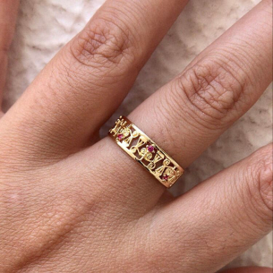 Anel Formatura Direito Trabalhado Feminino Ouro 18k