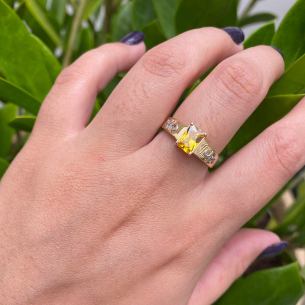 Anel Formatura Retangular 5x7mm Farmácia Ouro 18k