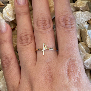 Anel Fé com Zircônia Ouro 18k