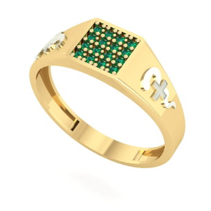 Anel Formatura Masculino Pavê Enfermagem Ouro 18k