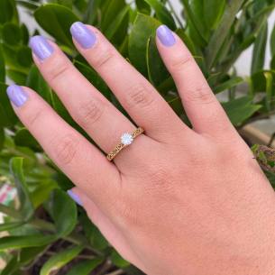 Anel Solitário Zircônia 5mm Luxuoso Ouro 18k