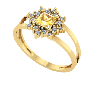 Anel Formatura Flor Quadrado Farmácia Ouro 18k