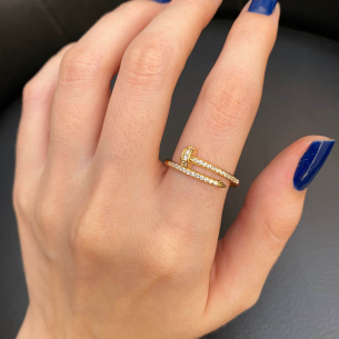 Anel Prego Pavê Ouro 18k
