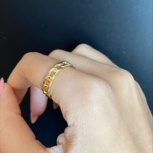 Anel Corrente Achatado Liso Ouro 18k