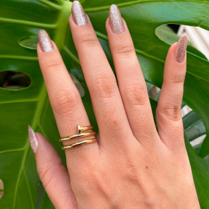 Anel Prego Liso Aro Duplo Ouro 18k