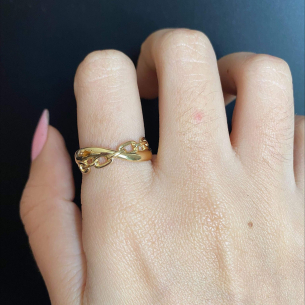 Anel Aro Liso com Corrente Ouro 18k