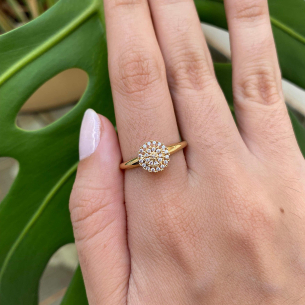 Anel Chuveiro Fechado com zircônias Ouro 18k