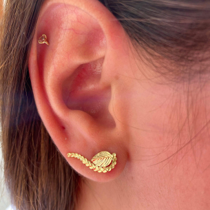 Brinco Ear Cuff Folha Ouro 18k