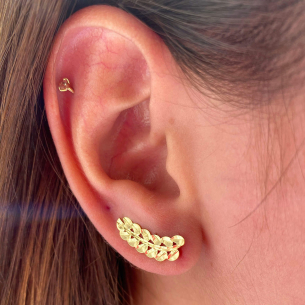 Brinco Ear Cuff Ramo Diamantado Ouro 18k